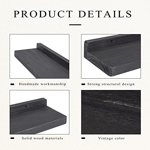 Freezing point Floating Shelf for Wall Set of 2 Natural Wood 23Inch Wall Shelves Decor Plant Display Collectibles Mounted Kitchen Bathroom Bedroom Corner Decorative Storage Stand Black