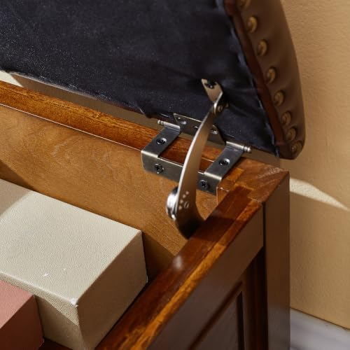 Ottoman with Storage Entryway Shoe Bench, Solid Rubberwood Footstool