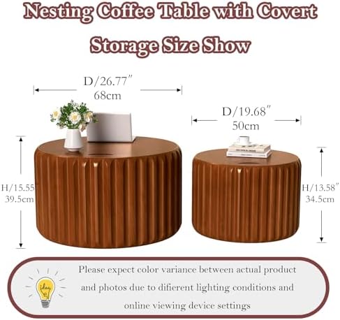 Rustic Nesting Coffee table with Storage (B 26.77+19.68in)