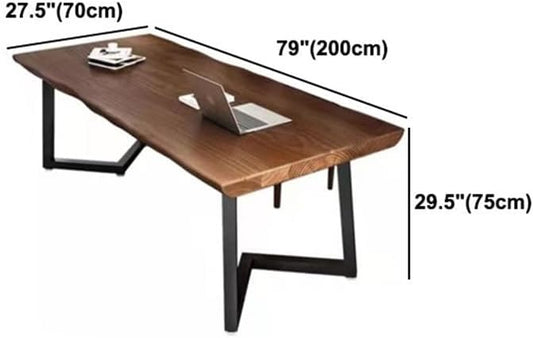 LAKIQ Solid Wood Home Office Writing Desk Industrial Rectangular Dining Table Farmhouse Home Working Table Desktop Computer Desk Home Writing Table-Table Only(78.7" L x 27.6" W x 29.5" H)