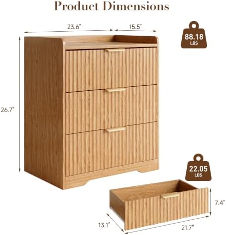 Modern Nightstand, Light Oak End Table
