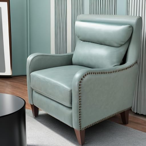 HULALA HOME Genuine Leather Recliner Chair, Grey