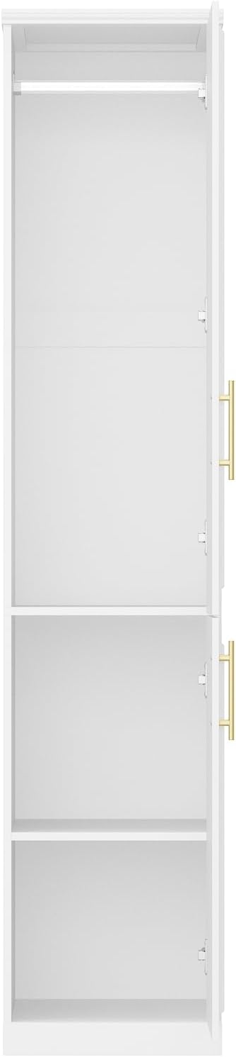 Timechee Almirah for Clothes, 74.8" Tall Bedroom Closet Storage Cabinet with Doors and Shelves, Hanging Rod, 2 Door Narrow Bathroom Storage Cabinet, White Narrow Wardrobe Clothes Closet for Bedroom