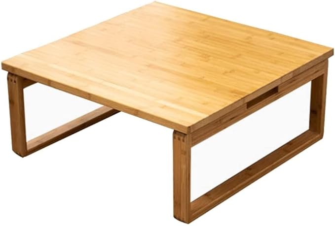 Foldable Low Japanese-Style Coffee Table - Square, Kids Art & Meditation Table, for Tatami Bedroom & Bay Window (31.5 * 31.5 * 12.2in)