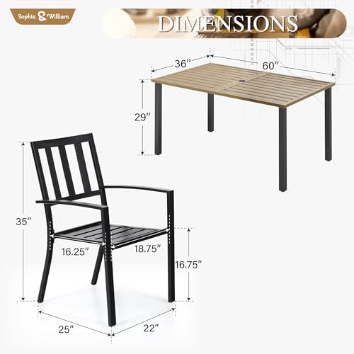 Sophia & William Patio Table and Chairs Set, Outdoor Dining Set for 6