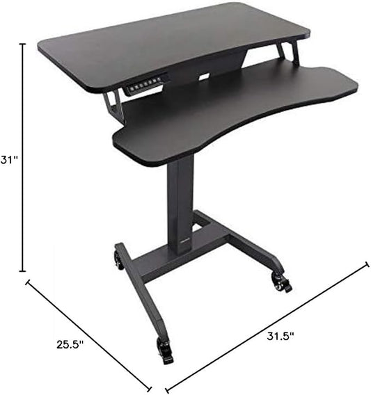Mount-It! Electric Height Adjustable Standing Desk with Wheels | Professional Mobile Workstation for Office & Commercial Use | Heavy-Duty Rolling Sit Stand Desk