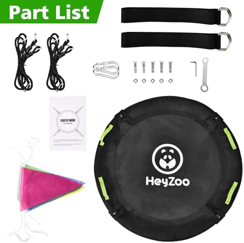 48 Inch Tree Swing, Larger Saucer Flying Swing for Outdoor Backyard, Black