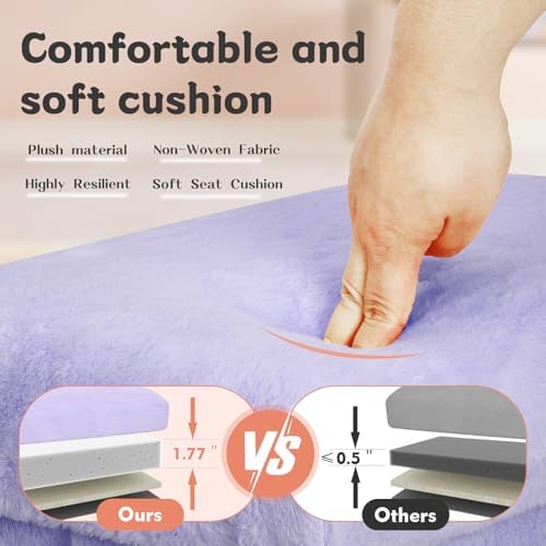 Storage Ottoman, Folding Fur Ottoman with Thicker Foam Padded Seat, Purple