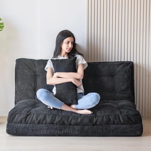 MAXYOYO Folding Sofa Bed, Convertible Chair Couch, Tufted Bean Bag Sofa