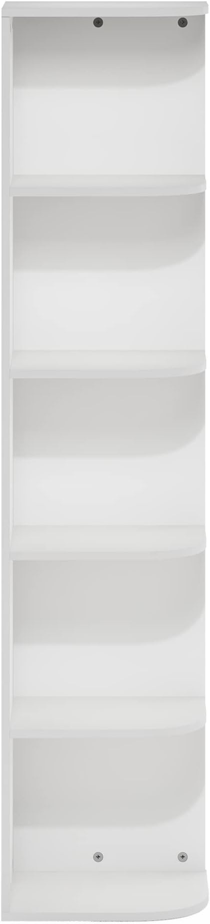 Furinno PASIR Book Shelf, 5-Tier Corner Bookshelf with Open Shelf, Standing Bookcase, 9.3 x 12 x 51.7, for Organization and Storage, for Living Room, Bedroom, Home Office, White