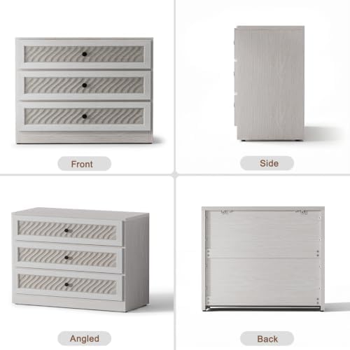 3 Drawer Dresser Set of 3, Modern 31.3" Wide Wooden Dresser