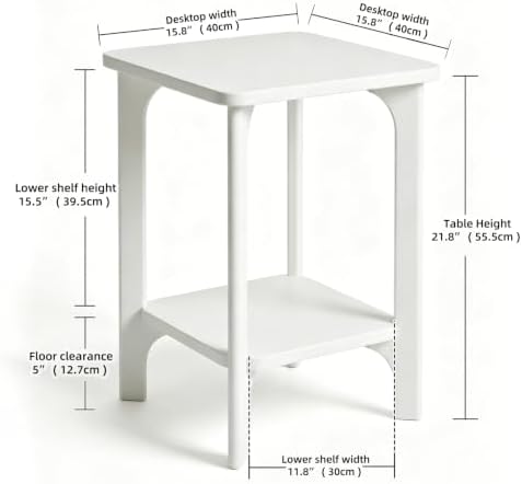 Solid Wood Small Square Side Table for Living Room, Bedroom