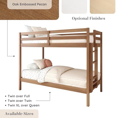 Bear Twin Over Twin Bunk Bed, Oak Embossed Pecan