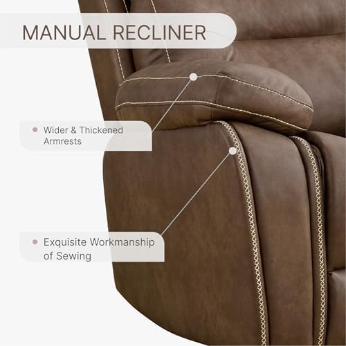 KISLOT Faux Leather Recliner Chair, Manual Ergonomic Rocker, Brown