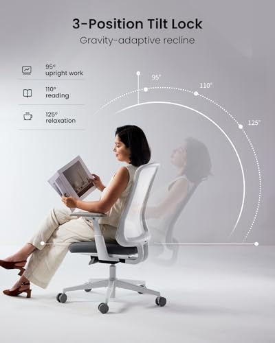 ProtoArc Flexer Ergonomic Office Chair with Slide Seat for Women, White