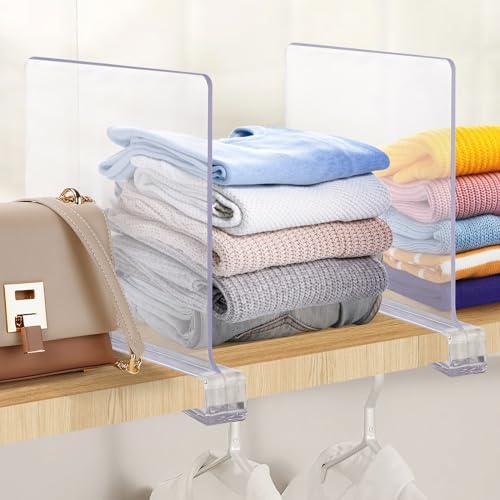 Clear Acrylic Shelf Dividers for Closets Organizer & Storage,12 Pack