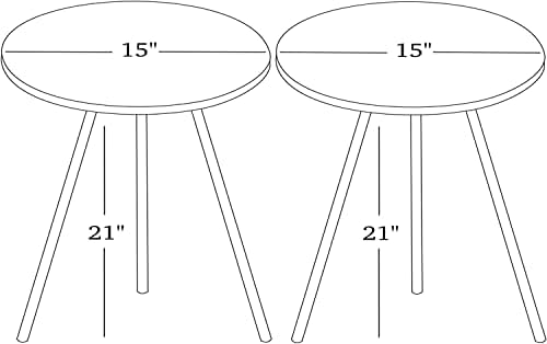 Set of 2 END Tables Marble Look Wood Round Sofa Nesting Side Table for Small Spaces, Nightstand Bedside Table NO-Tools Assembly (Black Marble/Gray)