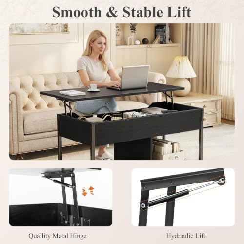 DUMOS Coffee Table, Wood Lift Top Coffee Table for Living Room Home