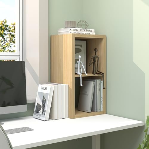 CTESNE【2026 Wooden Thick Frame 2 Cube Storage Organizer Shelf with Anti-Tipping Kits + Reversible Open Back Bookcase, Horizontal and Vertical Dual-use(Oak Color,11inch)