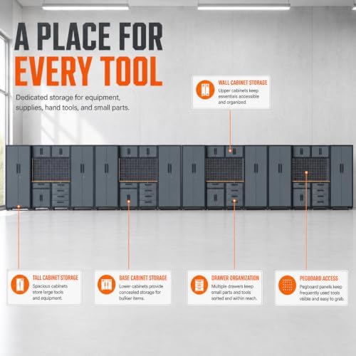 32-Pack Garage Storage Cabinet System with Workbench and Pegboard