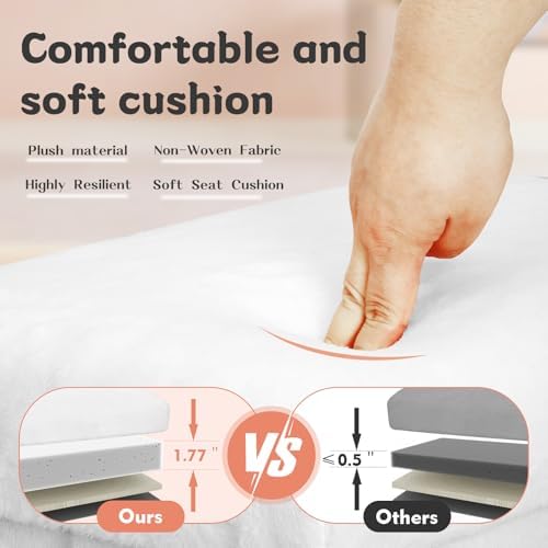 Small Ottoman with Storage, Folding Fur Ottoman Foot Rest for Dorm, White
