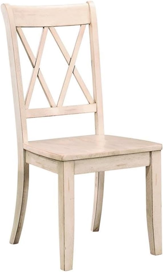 Lexicon Janina Dining Room Chairs Set of 2, Modern Farmhouse Dining Chairs Set of 2, Solid Wood, X Cross Back, for Traditional Modern Ranch Style Kitchen, Armless, Easy Assembly, White