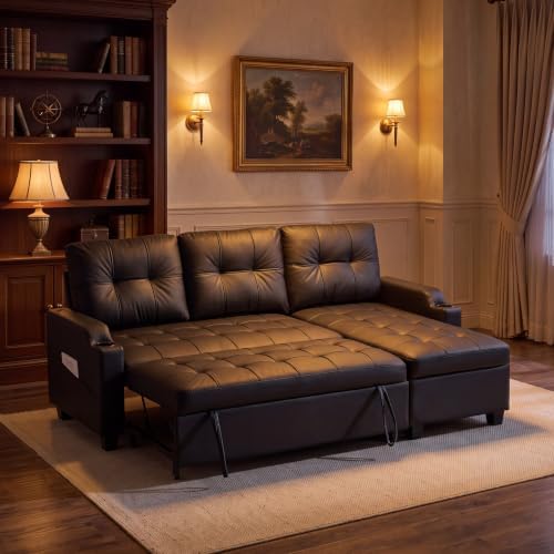 VINGLI L-Shaped Sectional Sleeper Sofa with Pull-Out Bed for Living Room