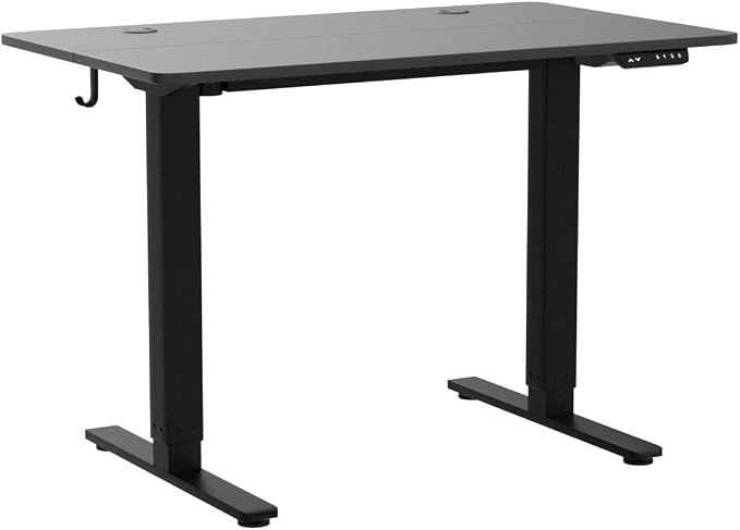 Cubiker 40 x 24 Inch Standing Desk, Stand up Height Adjustable Home Office Electric Table, Sit Stand Desk with Splice Board, Black Frame & Black Desktop