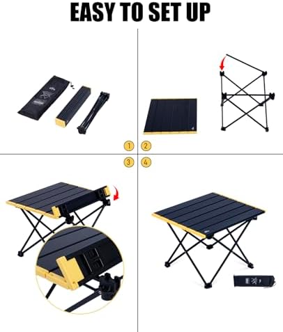 iClimb Ultralight Compact Camping Folding Table (Silver - L)