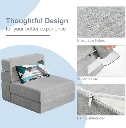 ANONER Folding Sofa Bed Couch Memory Foam Fold Out Chair Bed with Pillow