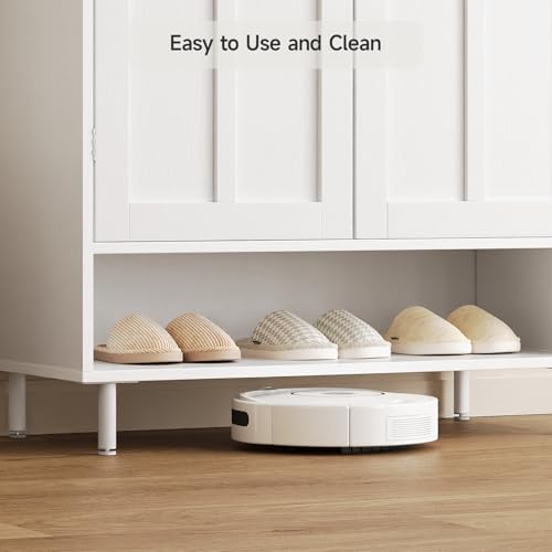 Shoe Cabinet with Cross Molding Doors, 6-Tier Storage, White