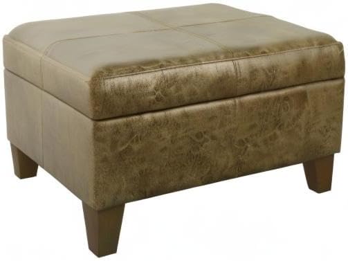 HomePop 28" Faux Leather Square Storage Ottoman - Brown