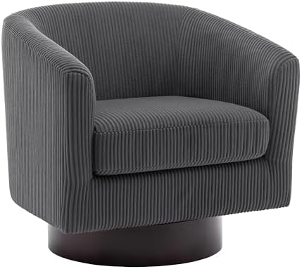 Swivel Barrel Chairs Set of 4, Corduroy Accent Chair, Gray