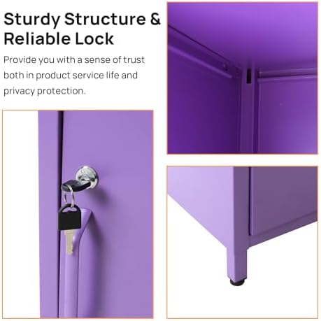 ALBAD Metal Nightstand with Lockable Cabinet