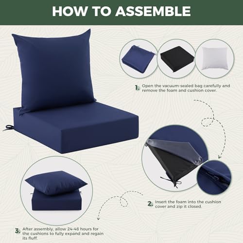 Outdoor Chair Cushions, Waterproof & Fade Resistant Patio Cushions