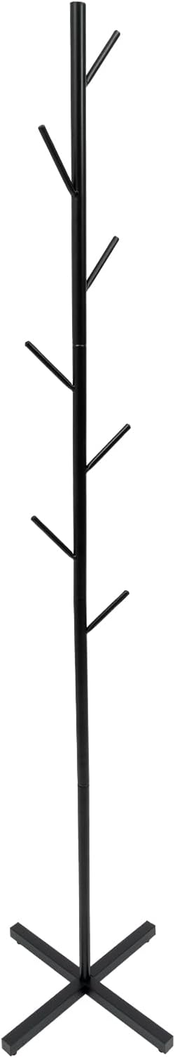 Modern Hall Tree,Floor Standing Coat Rack with 7 Hooks,Entryway Coats Stand for Hallway,Bedroom,Living Room,Office,Black