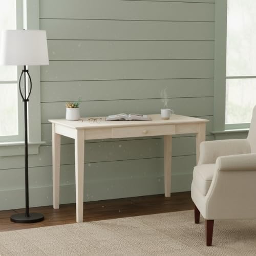 IC International Concepts, Writing Desk With Drawer, Solid Real Wood, Sturdy Parawood, Dimensions 19.41"W x 15"D x 2.36"H, Home Office/Study, Paint/Stain Ready, Unfinished