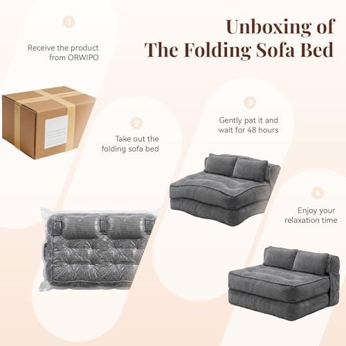 Folding Sofa Bed, Full Convertible Sleeper Chair with Pillow