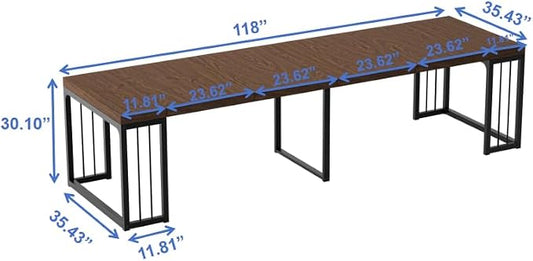 Lasageldar 118" Extendable Dining Table for 10 People, Modern Space Saving Wood Dinner Table for Kitchen Dining Living Room Outdoor Patio (Walnut Brown)