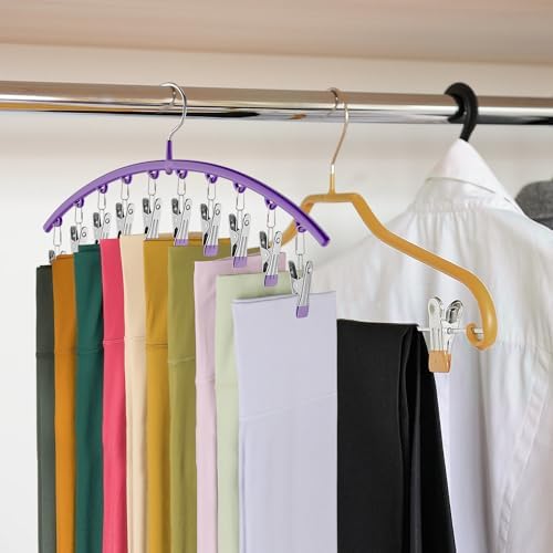 Legging Organizer for Closet,2 Pack Metal Yoga Pants Hanger-Purple
