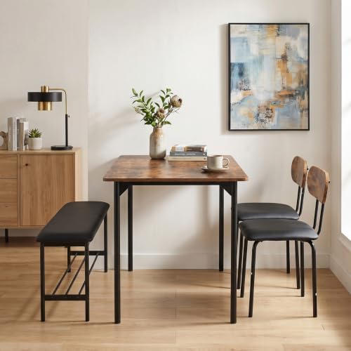 VINGLI Dining Table Set for 4, Kitchen Table and Chairs, Black
