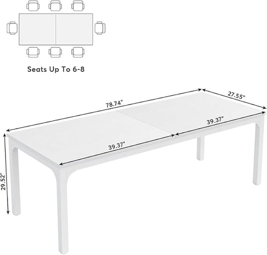 Practical Computer Desk,Rectangle Conference Table,Executive Desk(Only Table) (White + Iron + MDF)