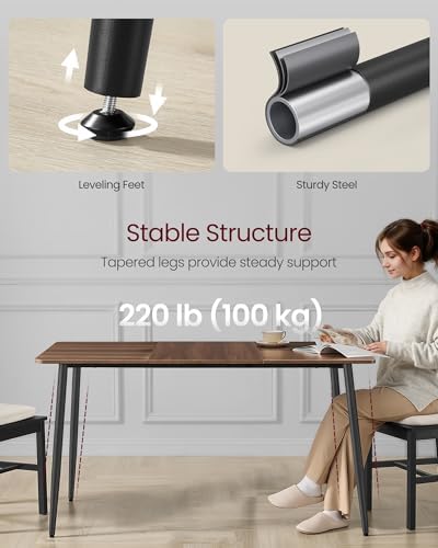 VASAGLE 55.1" Dining Table for 4-6 People, Modern Kitchen Table