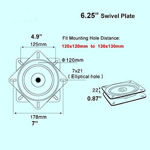 AAGUT 6.25" Bar Stool Swivel Plate Replacement, Heavy Duty Square Swivel Mechanism for Recliner Chair or Furniture,Ball Bearing Swivel Boat Seat Base Turntable