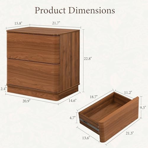 Nightstands with 3 Push to Open Drawers Storage