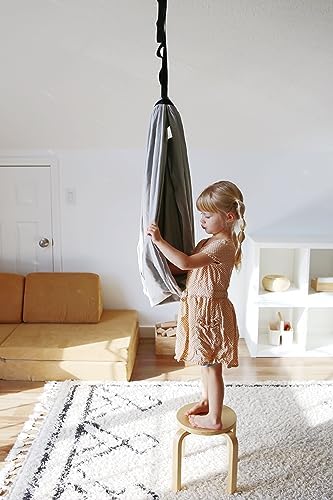 Marlowe & Co Sensory Swing for Kids Indoor Outdoor, Therapy Pod Cocoon Swing for Autism ADHD SPD, Double Layer Cotton Hammock Swing, Holds 200 lbs, 360° Swivel Hardware Included, Stone