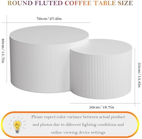 Modern Drum Coffee Table Set of 2 (C-27.6IN+19.7IN)