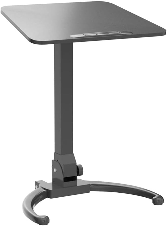 JOY worker Foldable Mobile Standing Desk, Height Adjustable Sit Stand Desk, 90° Tiltable Rolling Laptop Table, Portable Workstation with Non-Slip Mat for Home Office, Holds Up to 22lbs, Black