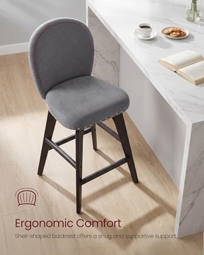 VASAGLE Bar Stools Set of 2, Swivel Counter Height with Back and Wood Legs