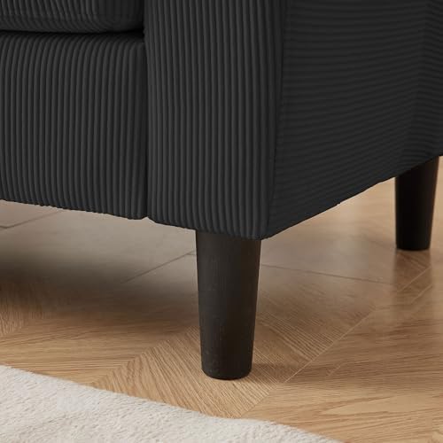 59" Small Loveseat Sofa, Mid Century Modern Love Seat with Back Cushions, 2-Seater Couch Sofa for Lving Room, Bedroom and Small Space, Black